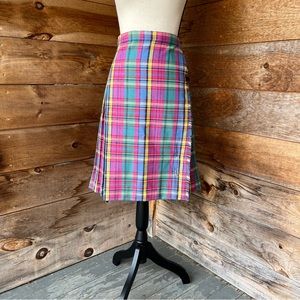 Womens Vintage Eighties Pink Tartan Plaid Scottish Kilt Bubble Gum Blue Lavender